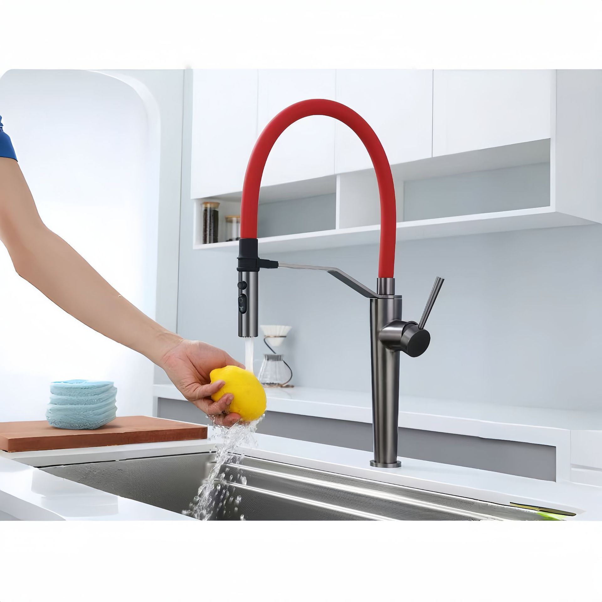 跨境厨房水龙头洗菜盆抽拉式冷热水槽龙头菜盆洗碗池家用磁吸式