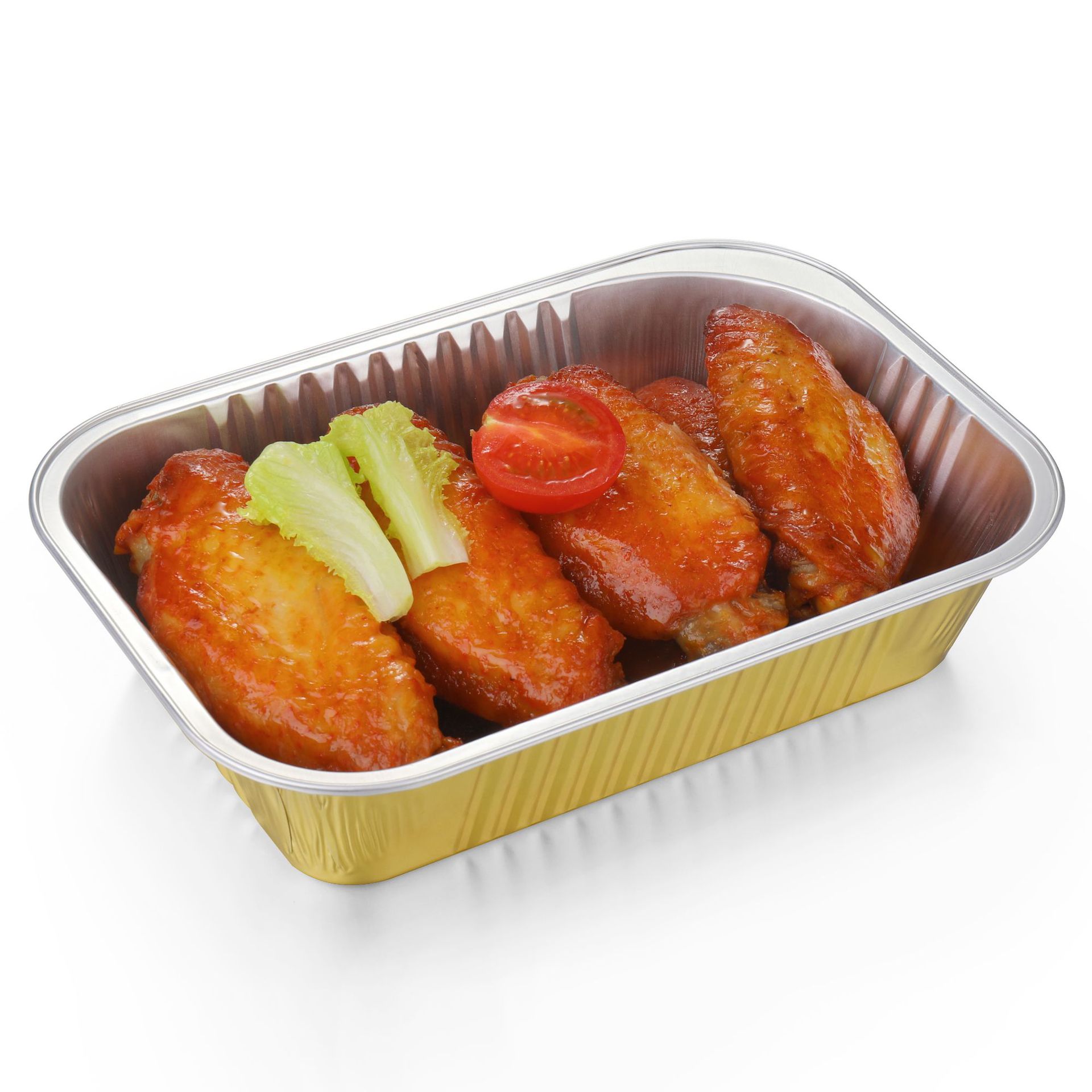 Golden tin foil box, pre-prepared food packaging box, open flame round and rectangular aluminum foil disposable lunch box, aviation baking tray Item Picture