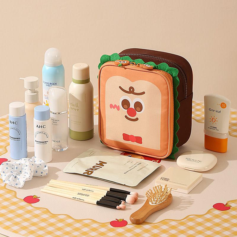 跨境卡通萌趣吐司塔可化妆包防水旅行收纳包便携出差牛津布收纳包