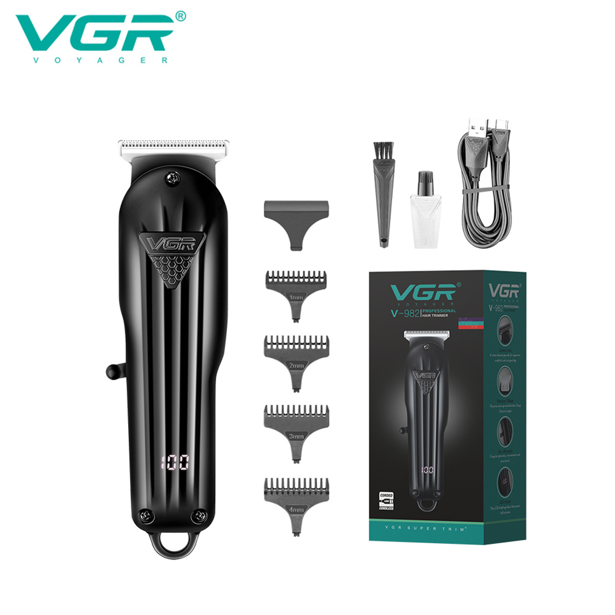 مقص كهربائي متخصص في صالون الحلاقة بالبلور السائل للرجال في شركة VGR982 للرجال
