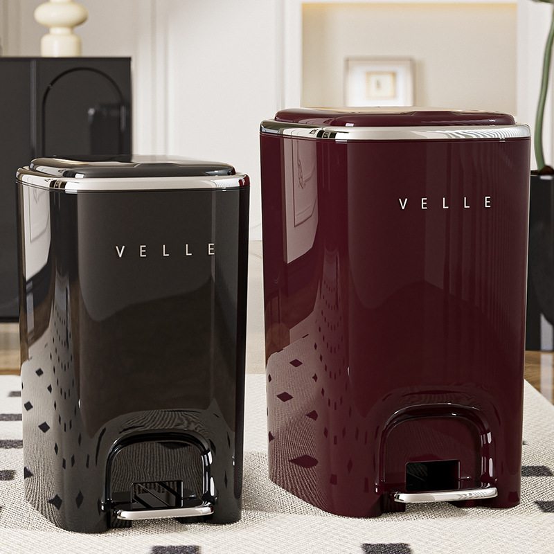 New 2025 household large-capacity foot-operated trash can, kitchen, living room, bedroom, bathroom, toilet, covered wastebasket details Picture