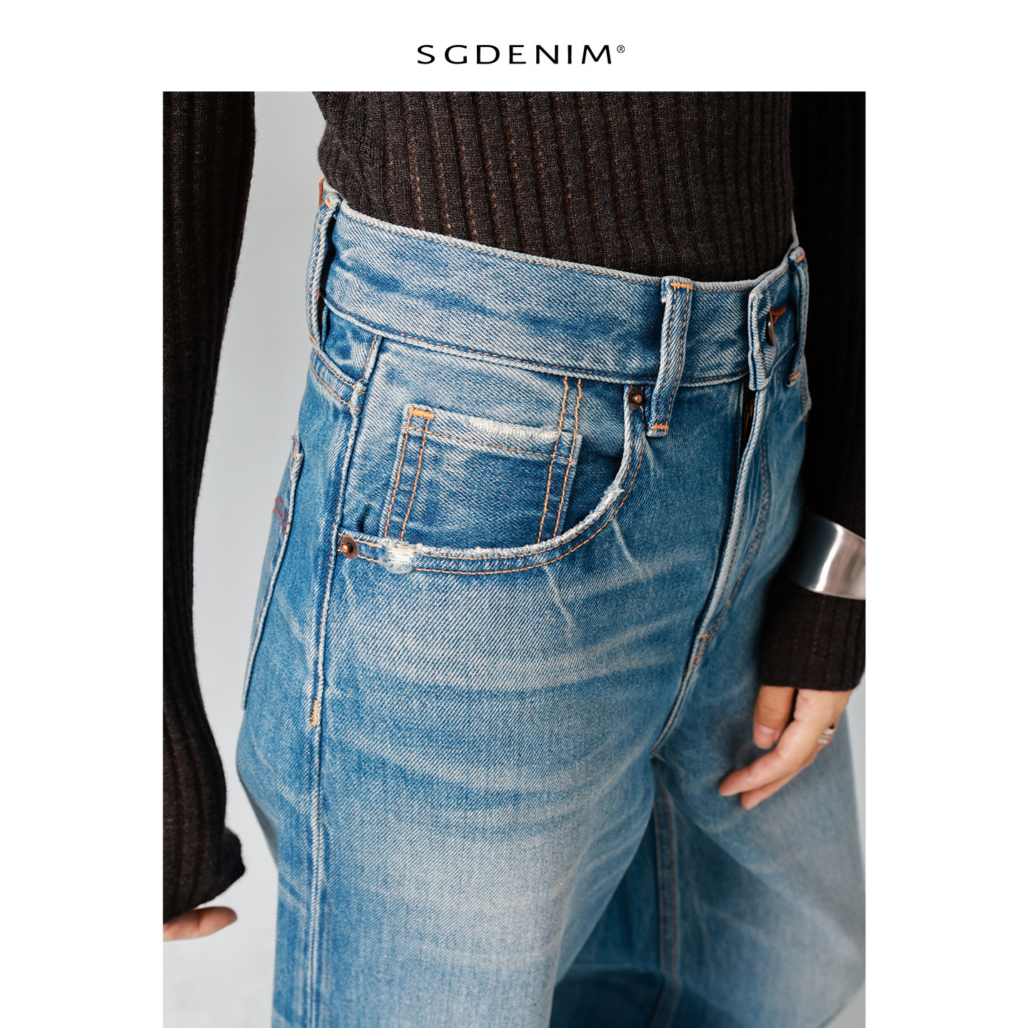 Washed denim/high-waisted jeans for women, loose, wide-leg straight-leg pants with a laid-back and relaxed look, new Spring 26 style, slimming Application Scenario