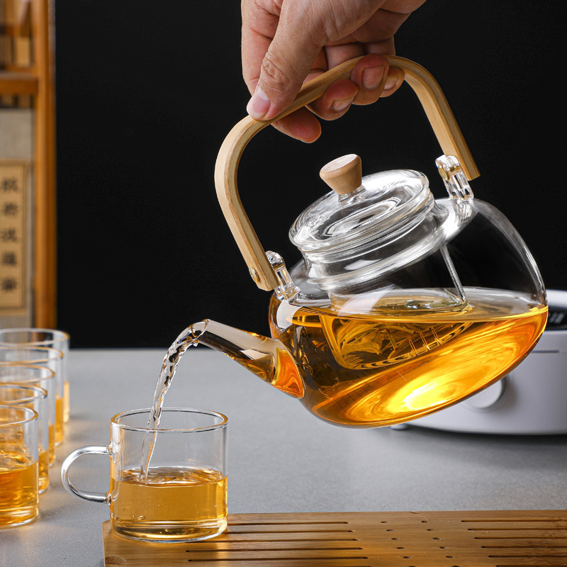 Heat-resistant tea boiling high borosilicate glass dual-purpose steaming and boiling teapot with a handle, transparent office heating, boiling water and health-preserving boiling teapot details Picture