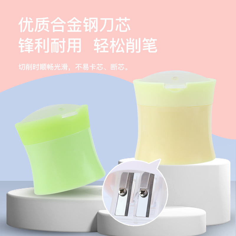 Yalong Cross-border Mini Pencil sharpener, children's plastic double-hole test pencil sharpener, student cartoon pencil sharpener customization details Picture