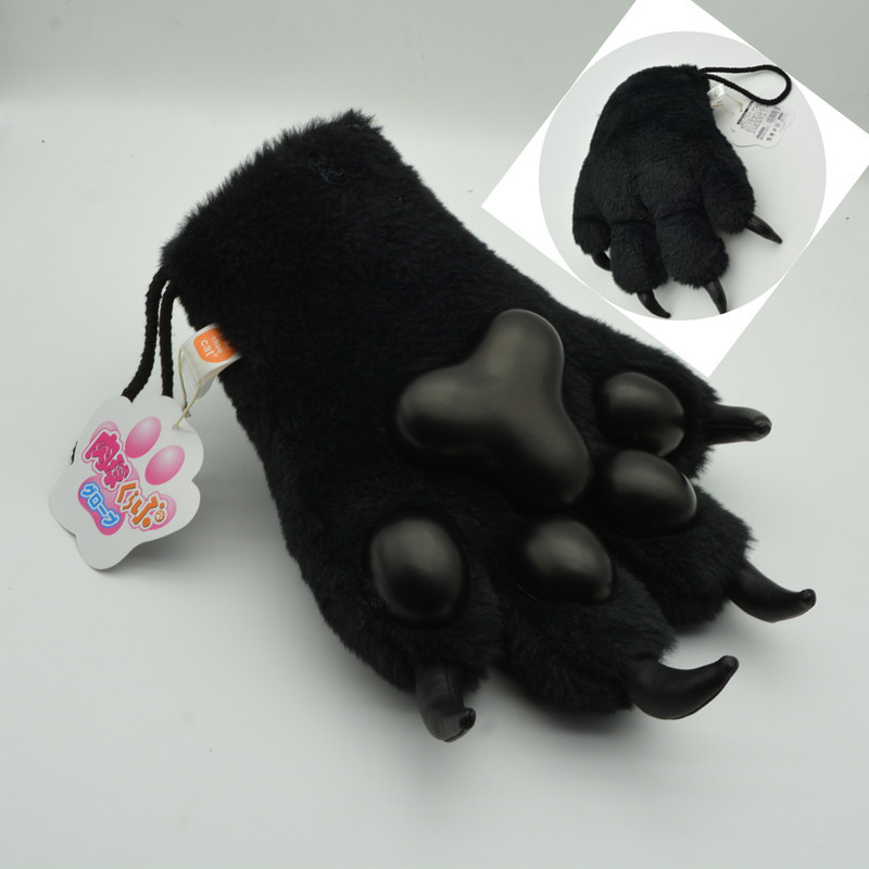 Simulated tiger claw glove doll, black bear plush gift, children's animal toy prop, dinosaur bear claw shape Specification image