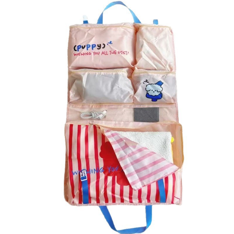 Cute six-in-one clothing storage bag, suitcase, clothes organization bag, underwear and underpants, portable hanging bag for travel and business trips Item Picture