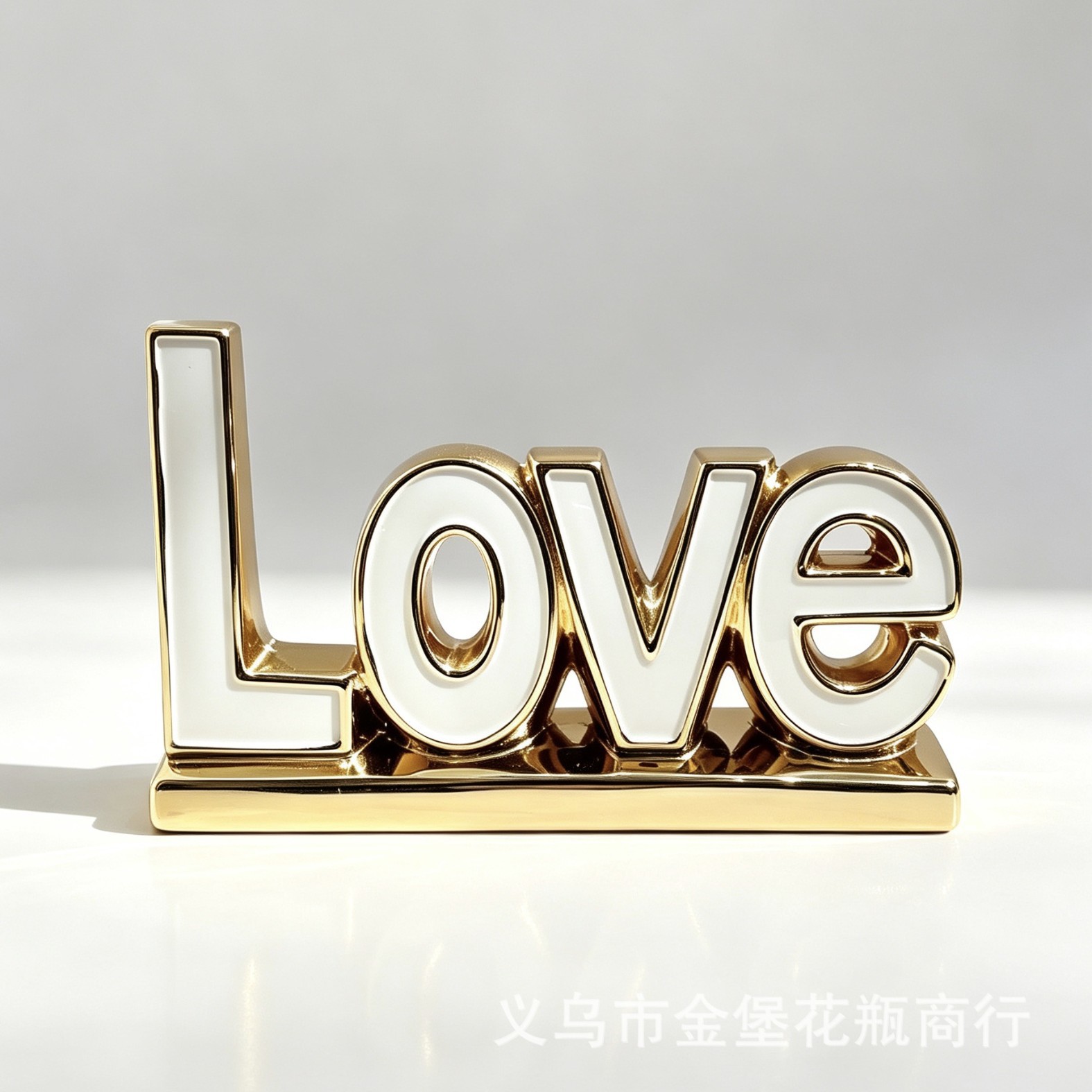 Creative English word ceramic handicrafts Smile desktop golden ornaments cross-border supply