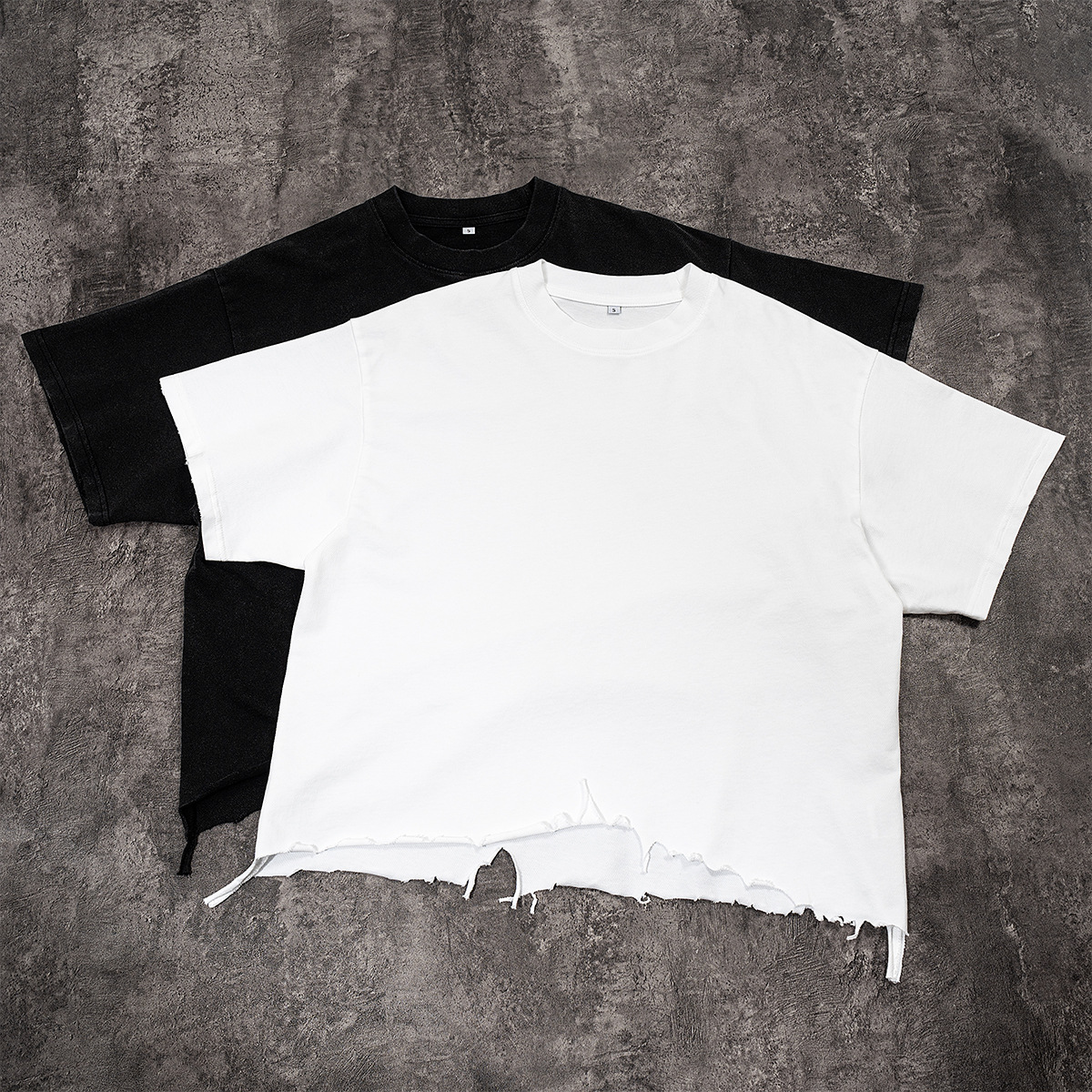 ETAI men's summer pure cotton short-sleeved T-shirt, a retro washed, aged and worn streetwear style American fashion brand T