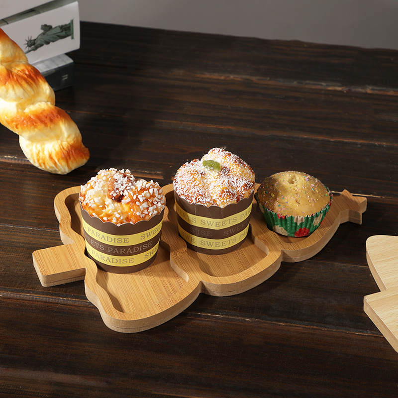 密度板木质托盘圣诞餐具干果零食多格木盘家水果盘子餐厅快餐盘产品图