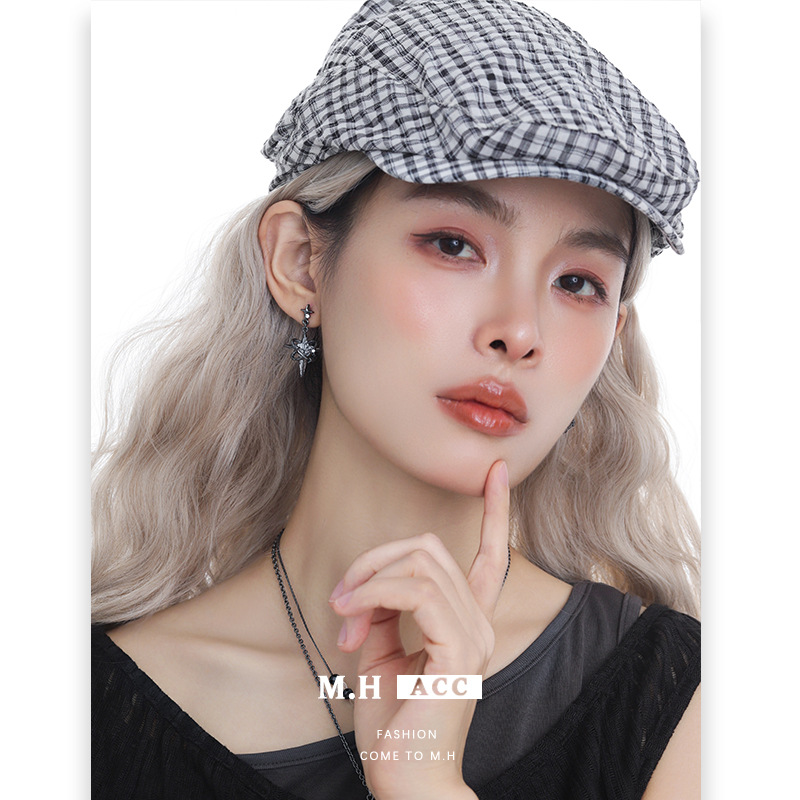 The "Starlight Radiance" series features exquisite new 9-silver needle earrings for women. The original design is dark, retro, and a niche hot girl earring Specification image