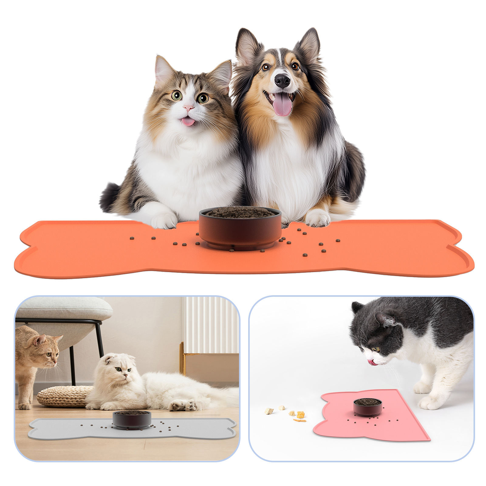 Pet placemats, stain-resistant pet MATS, easy-to-clean pet MATS, universal silicone MATS for cats and dogs, food-grade, simple style tableware