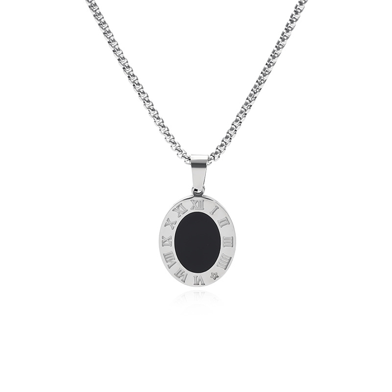 European and American jewelry titanium steel black oil-dripping pendant, unique punk retro trendy men stainless steel square pendant Item Picture