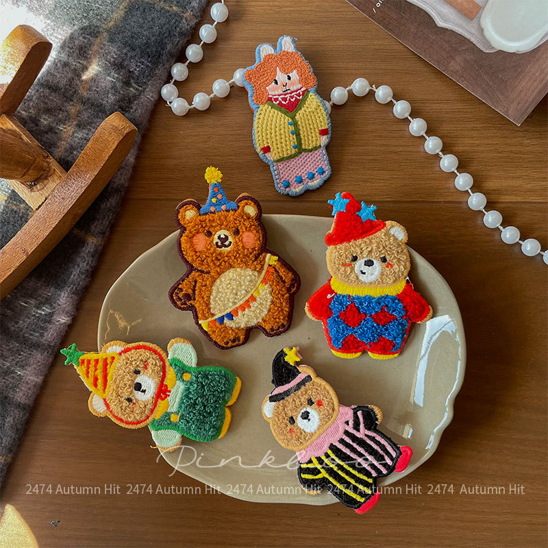 Nueva versión coreana de dibujos animados osos horquilla niños otoño dulce lateral pelo roto franja clip diseño creativo rompecabezas clip