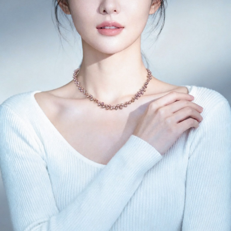 New unique natural wheat ear natural freshwater pearl necklace for women, pure silver high-end collarbone chain neck, trendy details Picture