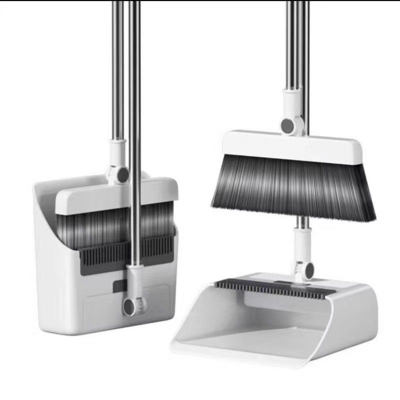 Broom, floor brush and dustpan three-in-one set, foldable household soft-bristled broom, non-stick hair broom and dustpan combination Item Picture