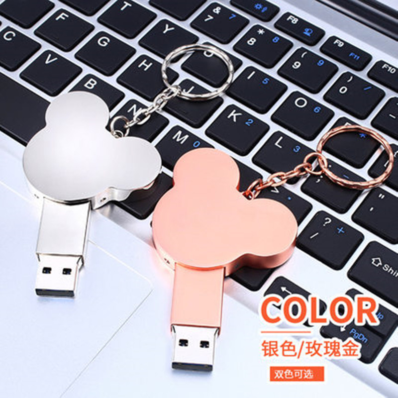 批发创意扣米奇头u盘32G/64G/128G金属U盘可定[[制LOGO礼品优盘详情图2