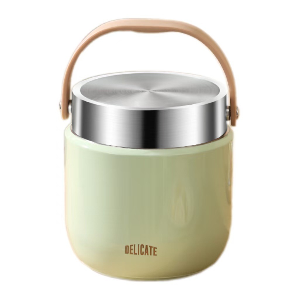 Cross-border portable stainless steel fresh-keeping lunch box, large-capacity double-layer compartmentalized bento box, vacuum insulated portable pot Item Picture