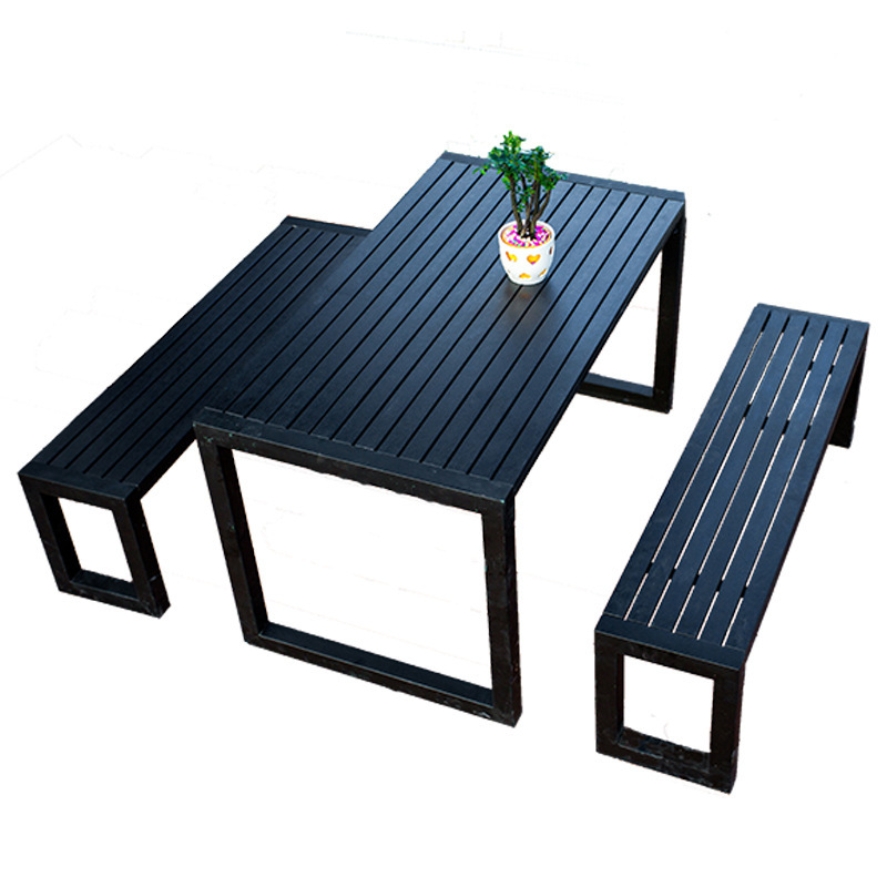 Star Factory outdoor long table and chair combination for leisure villas, courtyards, gardens, parks, outdoor tables and chairs, terraces, coffee tables, plastic-wood and anti-corrosion wood Item Picture