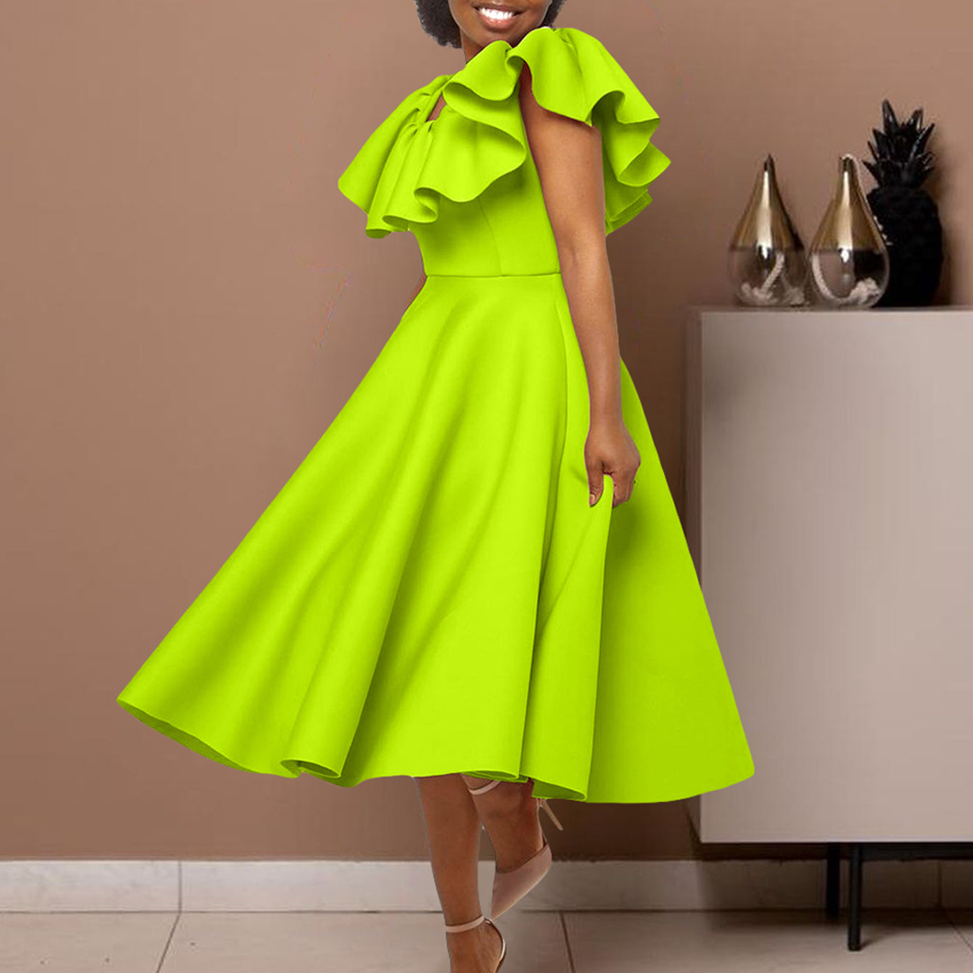 D367 European and American women's clothing independent Station Summer fashionable and elegant ruffled skirt large hem banquet dress Cross-border dress Specification drawing