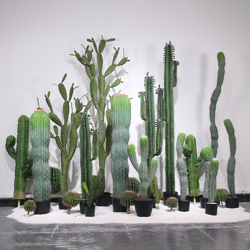 Nordic large-scale artificial cactus potted plant, tropical desert scene decoration potted plant, artificial immortal pillar Specification image