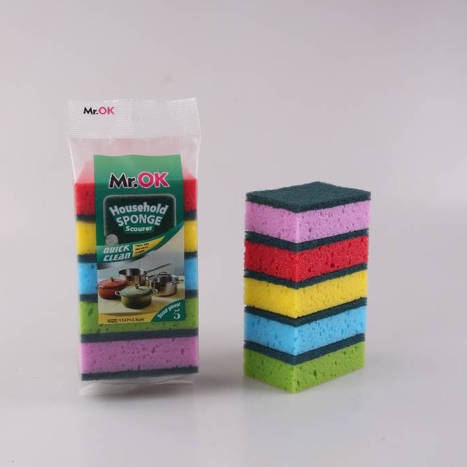 Mr.OK factory direct supply sponge scouring pads, double-sided cleaning sponges, kitchen cleaning sponges, dishwashing sponges, pot scrubbing sponges details Picture
