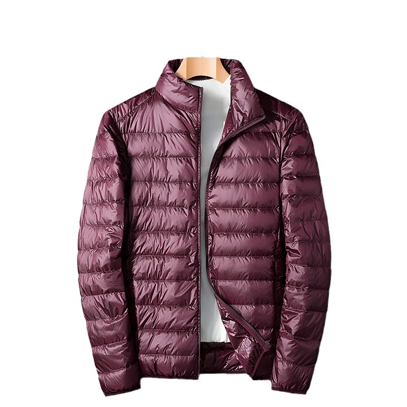 Light and thin white duck down jacket for men, large-sized loose winter, short outdoor sports stand-up collar warm coat for young people Item Picture