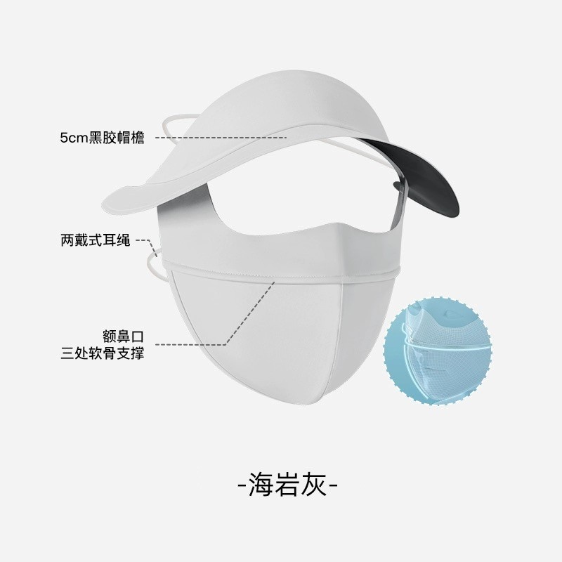 Sun protection mask, sun hat, full face sun protection mask, face shield, UV protection, outdoor breathable sun protection face, Gini Specification image