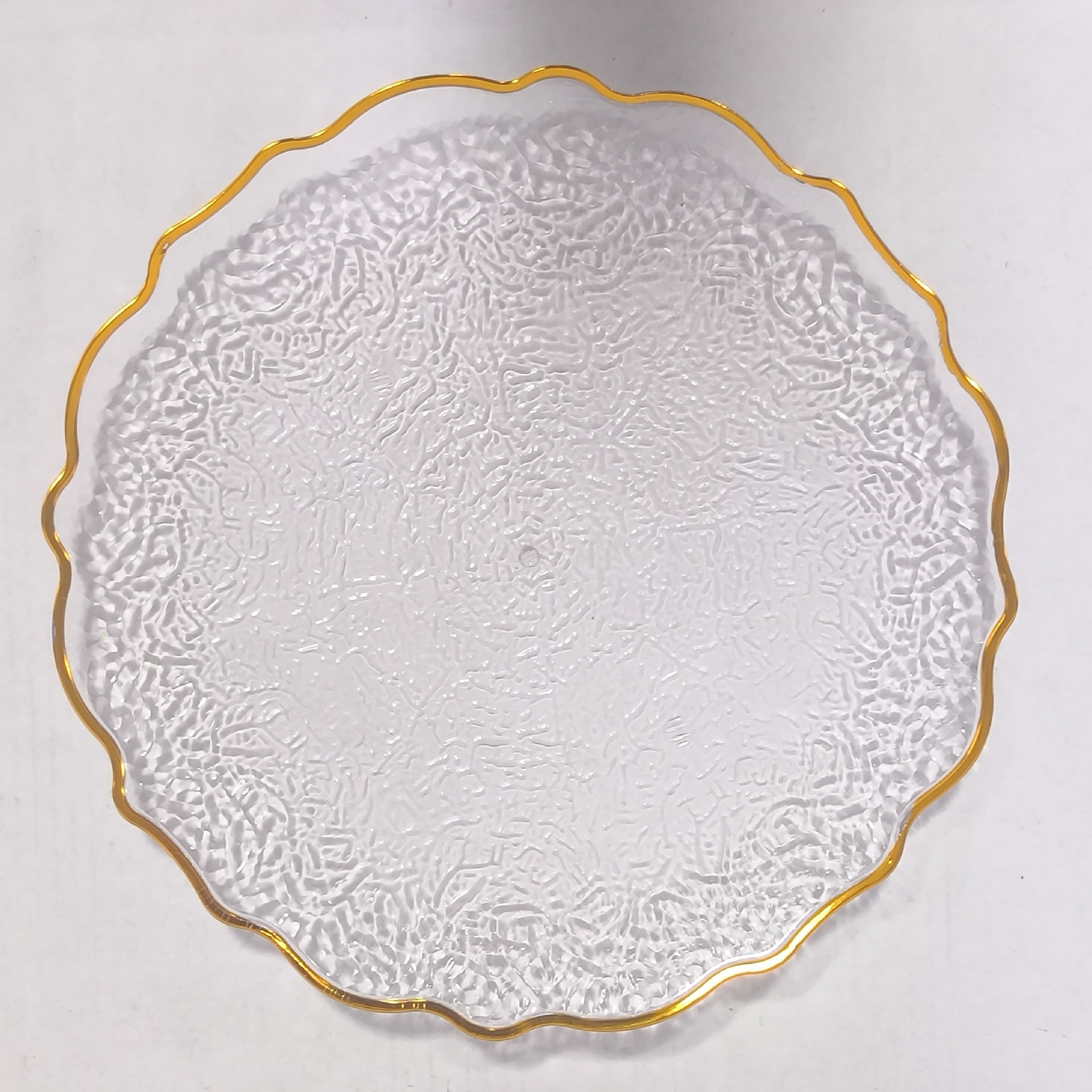 星辰工厂批发北欧轻奢盘 charger plates 婚礼派对西餐厅装饰托盘 透明金边