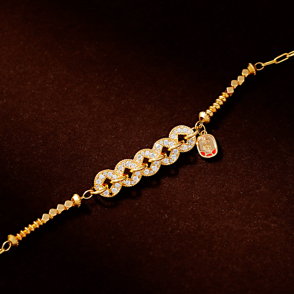 Hyacinth's Douyin bestseller, the Five Emperors Coin Broken Ice Plate Coiled Bracelet, is a fashionable, light luxury, elegant and high-end gesture item for women Specification image