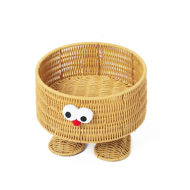 Fruit plate, rattan woven storage fruit plate, cute desktop woven bread basket, living room and kitchen storage basket, snack storage basket Item Picture