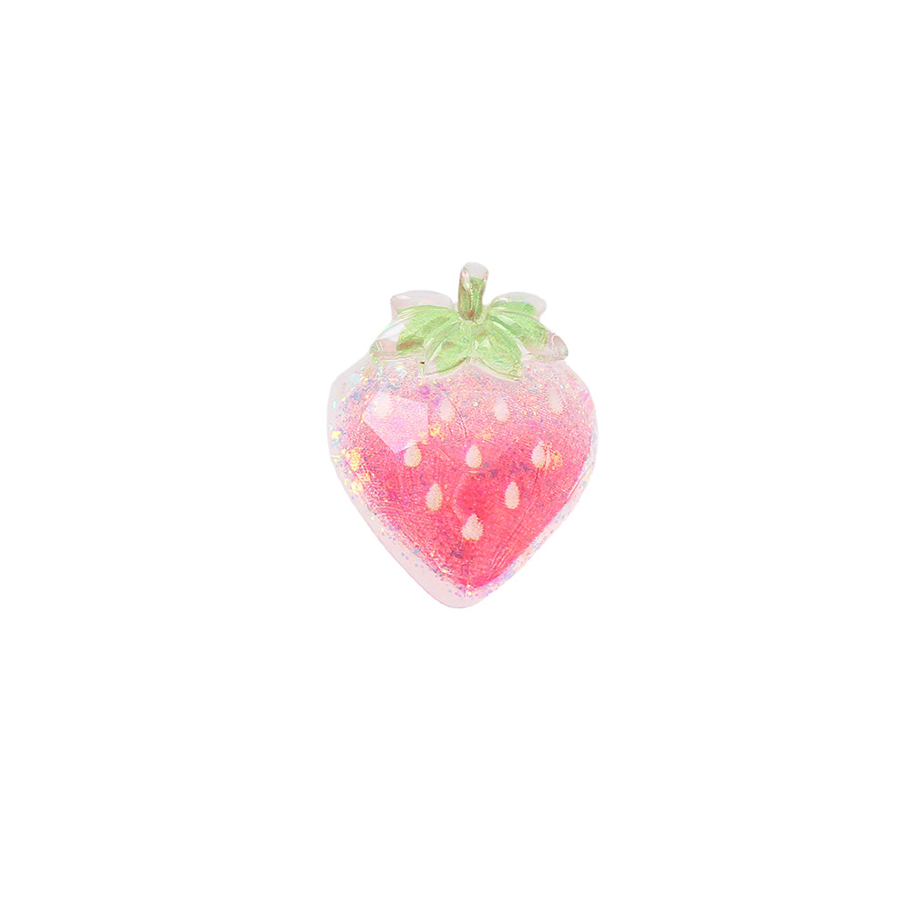 Epoxy resin AB glue ice transparent gradient color strawberry heart jewelry accessories, DIY phone cases, patch shoes, flower hair rope accessories in stock wholesale Item Picture