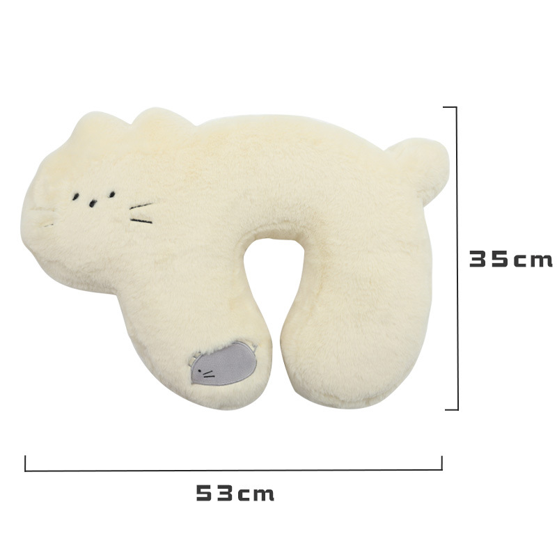 Dibujos animados animal gatito relleno de algodón almohada en forma de U casa de recreación PP algodón acolchado almohada de cuello viaje de negocios protector de cuello almohada orden Specification image