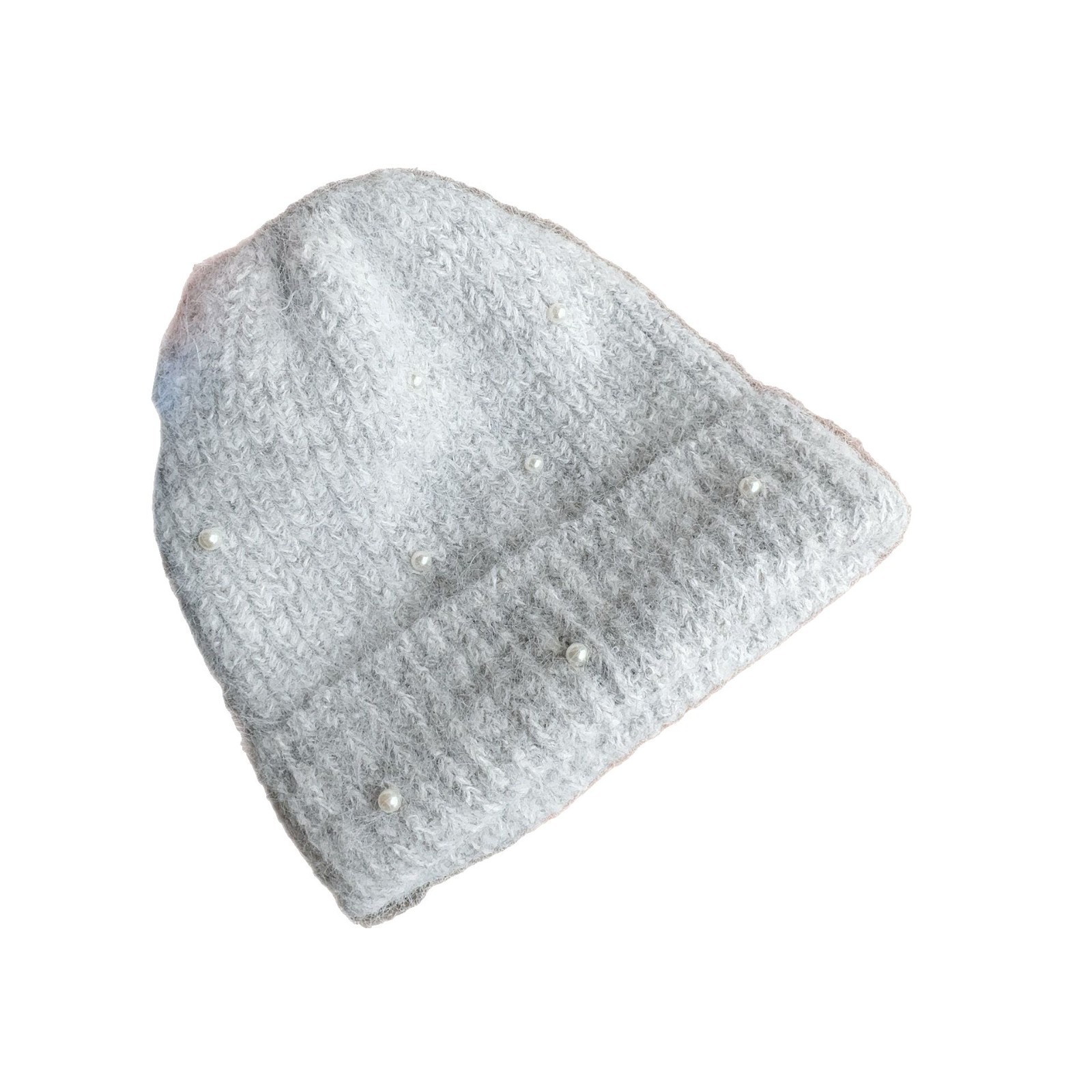 New autumn and winter heavy-duty pearl knitted woolen cap for women, a versatile ear-protecting knitted cap that makes the face look slimmer, keeps the head warm and cool Item Picture