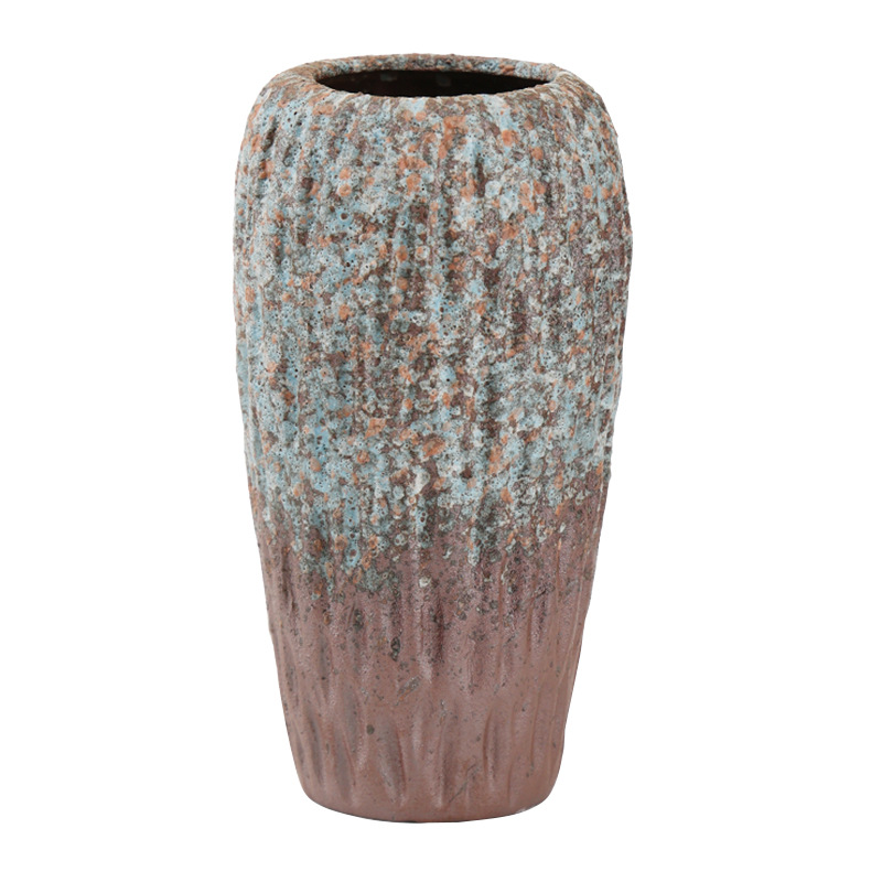 2025 Large-diameter vase, ceramic hydroponic and hydroponic fresh flower arrangement, artificial handcrafted flowers, retro large dried flowers Item Picture