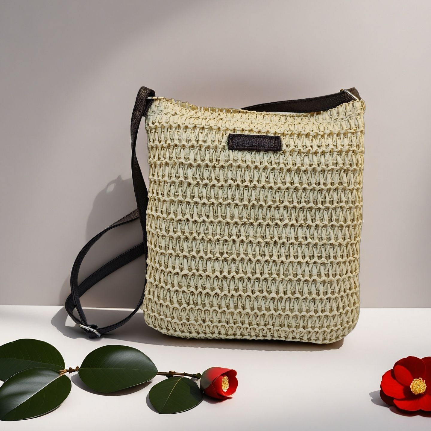 Cross-border bestseller crossbody straw bag, new single-shoulder straw bag, hand-woven bag, vacation beach bag, large-capacity women's bag details Picture