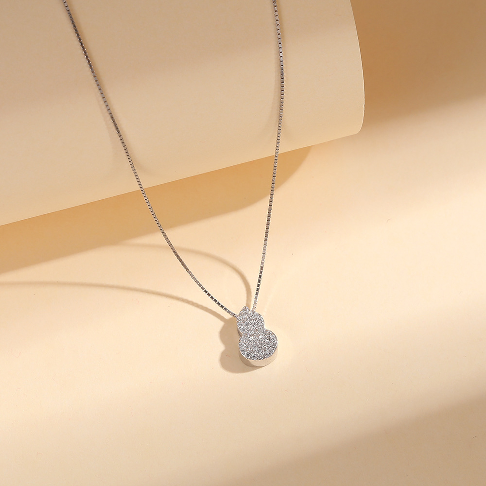 s925纯银高级感微镶锆葫芦项链女时尚轻奢吊坠锁骨链