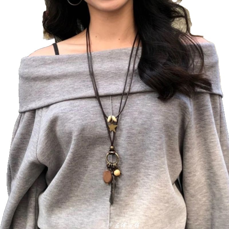 韩版自制!原创韩版ins海洋派大星长款项链小众复古百搭项链颈饰白底实物图