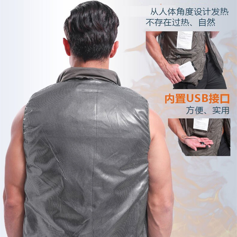 Yitu Customized smart electric heating vest, camouflage, outdoor sports fashion, USB three-level temperature control, warm heating vest for men details Picture