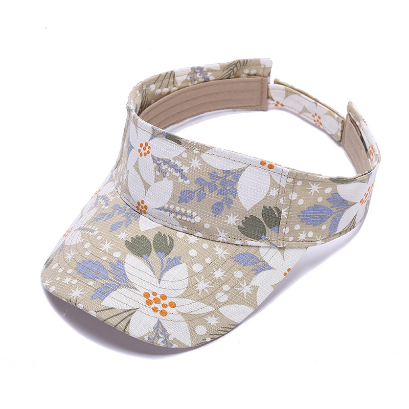 Marathon outdoor sports baseball cap, running headless breathable sun hat, pure cotton printed floral ceiling cap details Picture