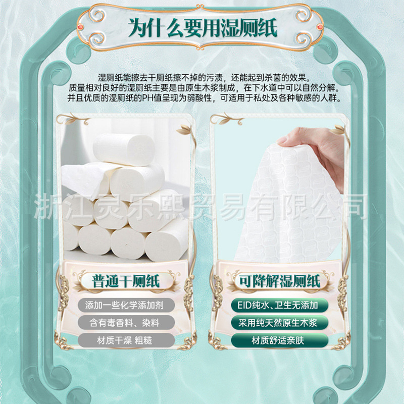 Portable small bag of 10 pieces of wet toilet paper, specially designed for wiping bottoms, flushable and degradable sanitary wet wipes, toilet paper Application Scenario
