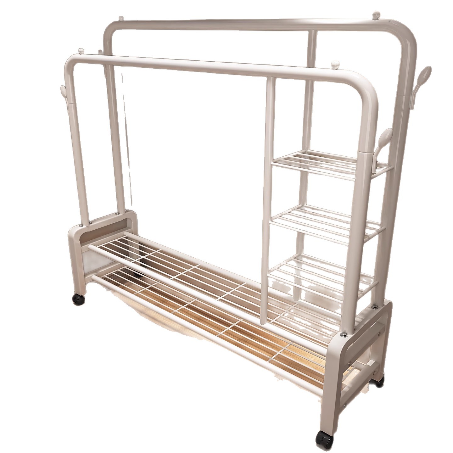 Simple floor-standing clothes drying rack, indoor room clothes hanging rack, household movable clothes drying rack, bedroom clothes storage rack Item Picture