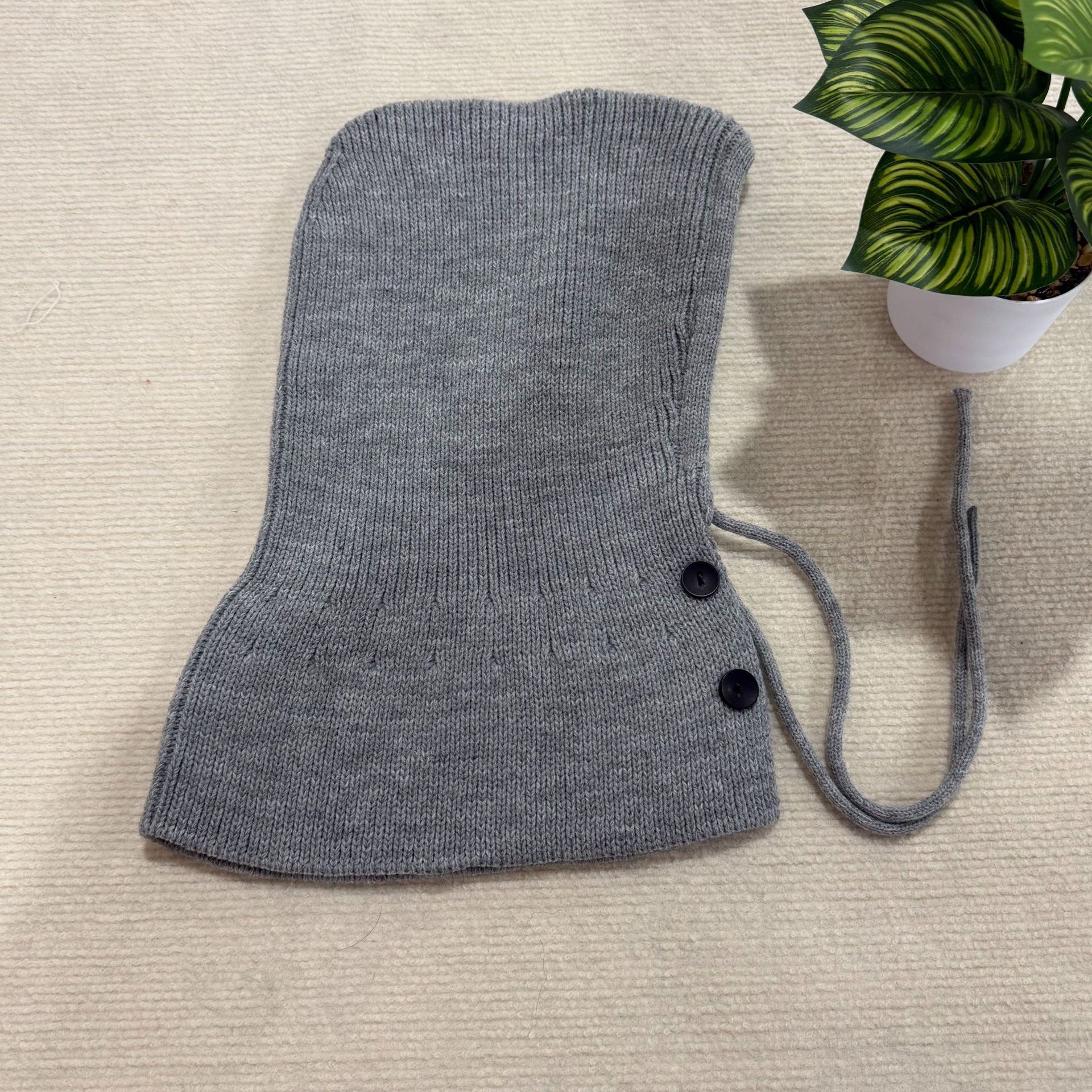 Korean Balacrafa hat for women's winter warmth, a combined neck-and-neck couple style ear-protecting woolen knitted cap Specification image