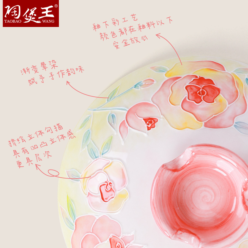 Tao Bao Wang hand-painted pile color clay pot, high-temperature resistant ceramic soup pot, household soup stewing ceramic pot with underglaze color relief Application Scenario