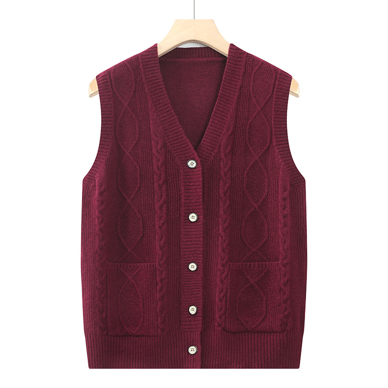 Spring and autumn vests for middle-aged and elderly people, sweaters for grandmothers, women's knitted cardigans, loose and casual vests for the elderly and grandmothers details Picture