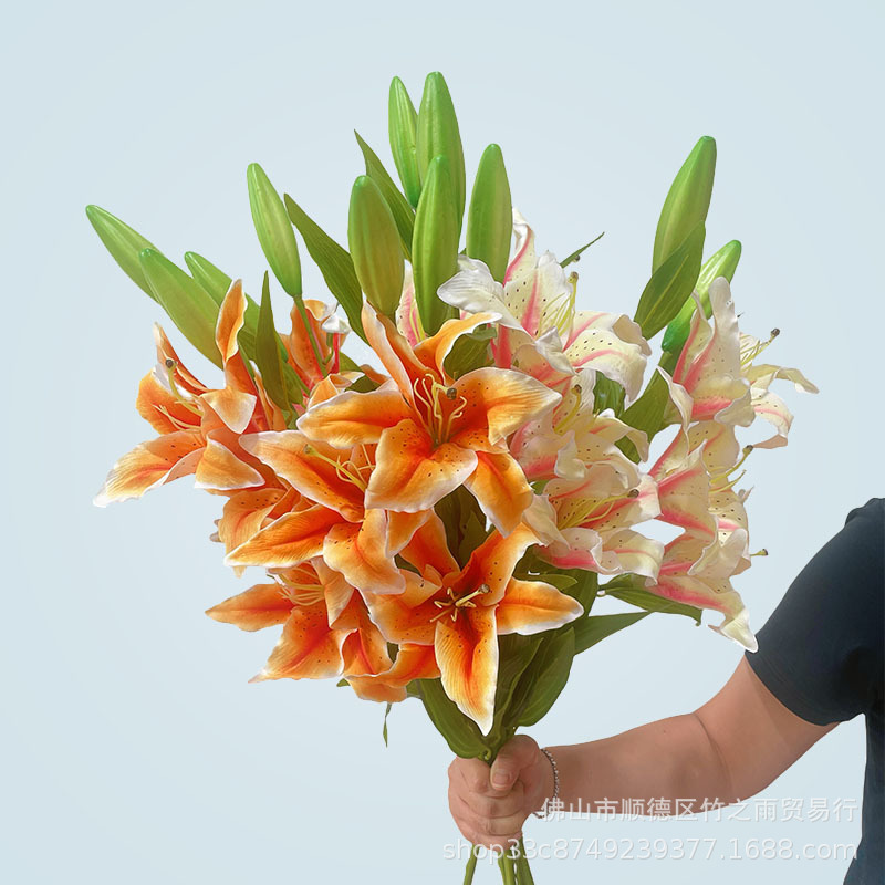 百合粉色单支假花仿真绢花婚庆客厅家居室内装饰品摆件高仿真批发详情图3