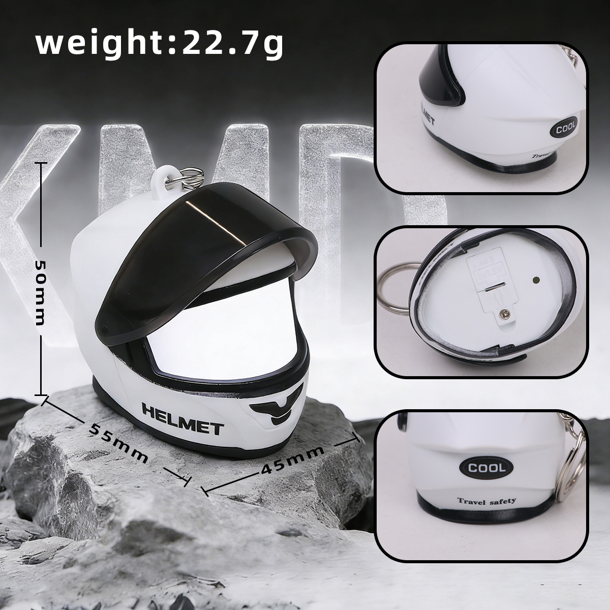 Cool motorcycle helmet fun pendant, creative motorcycle helmet with light keychain bag decorative pendant Application Scenario