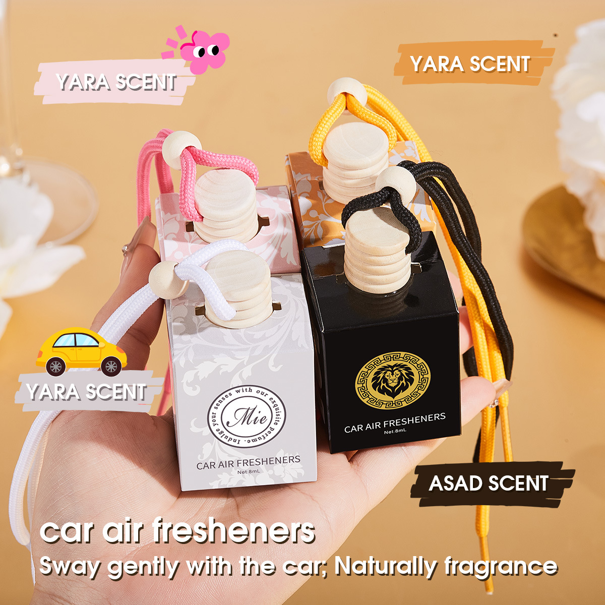 Cross-border exclusive FORMBO Mini car Perfume, Aroma Diffuser, car hanging accessory, alcohol-free refreshing car aroma diffuser Specification image