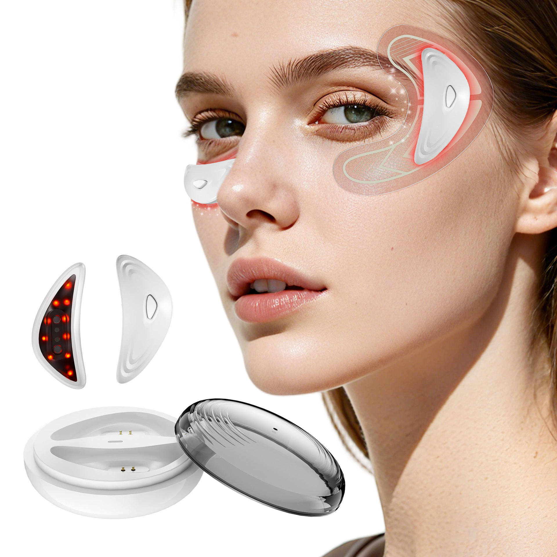 The new cross-border home EMS mini eye care device features red light skin rejuvenation and microcurrent eye massage to lift, firm and rejuvenate the skin details Picture