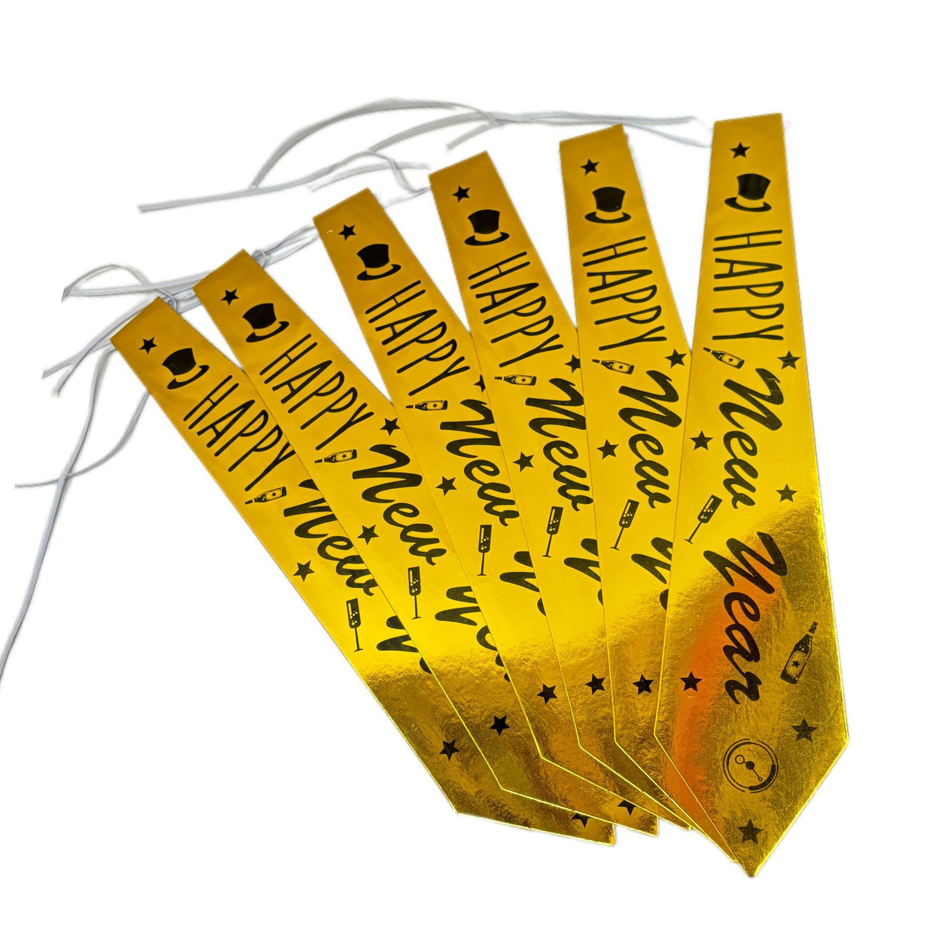 Fiesta de año nuevo corbatas accesorios atmósfera sentido corbatas 6 en un paquete crossover festival accesorios suministros cinta de etiqueta impresa Application Scenario