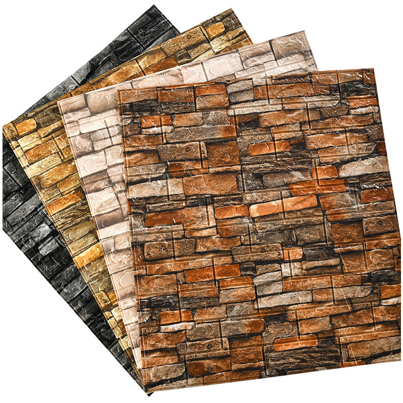 Factory Direct Sales Of Retro Brick-Patterned 3D Stereoscopic Wall Stickers, Anti-Collision Self-Adhesive Foam Background Wall Paper For Children In Kindergartens